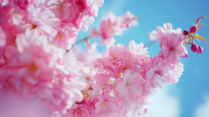 Flowers Sakura spring pink blossoms under a pure
