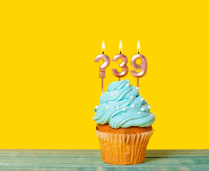 Birthday Cake With Candle Question Mark And Number 39