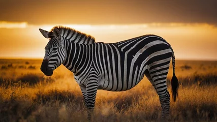 Fotobehang zebra at sunset © Shafiq