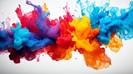 Colorful and vibrant abstract background featuring bright marble paint ink splashes