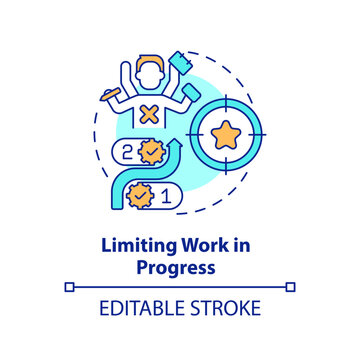 Limiting work in progress multi color concept icon. Workflow managing. Round shape line illustration. Abstract idea. Graphic design. Easy to use in infographic, promotional material, article