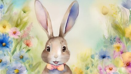 Cute easter bunny talking illustration - Powered by Adobe