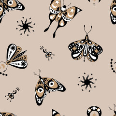 Mystic Seamless Pattern. Design for fabric, textiles, wallpaper, packaging.	