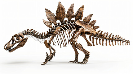 Fototapeta na wymiar Fossil skeleton of Dinosaur Stegosaurus isolated