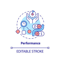 Performance multi color concept icon. Productivity improvement. Round shape line illustration. Abstract idea. Graphic design. Easy to use in infographic, promotional material, article, blog post