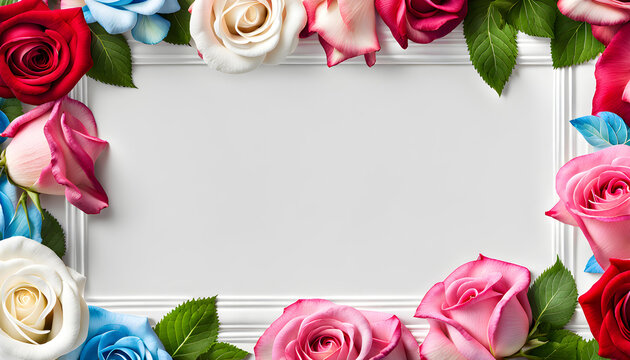 Beautiful cinema screenshot image view of wonderful fresh rose flowers border frame