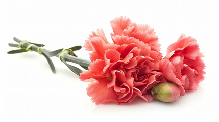 Fresh carnation flower isolated on white background