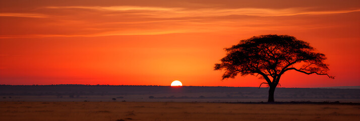 Embracing the Twilight: An Awe-Inspiring Exploration of A Solitary Tree Against a Vibrant Sunset Backdrop