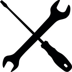 Screwdriver and Wrench Icon in Flat Style. Vector Illustration.