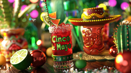 Naklejka premium Cinco de Mayo, Infuse vibrant colors such as red, green, and yellow for festive flair 