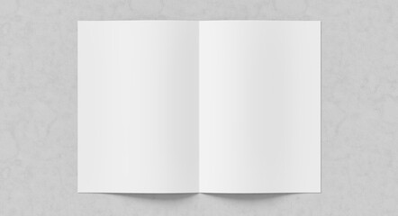 Bi fold brochure mock up isolated on white background. Bi fold paper mock up. 3D illustration - 747196758