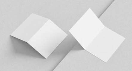 Bi fold brochure mock up isolated on white background. Bi fold paper mock up. 3D illustration - 747196911