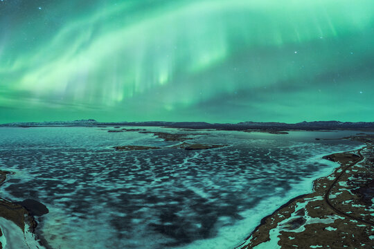 Northern Lights over Icelandic winterscape