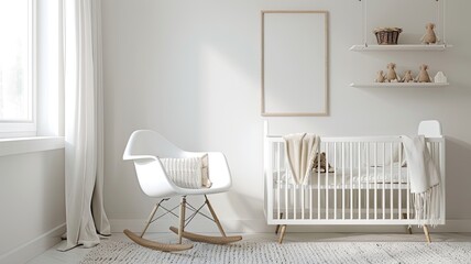 a baby's bedroom, a neutral color palette and simple furnishings, essentials like a crib, changing table, and storage solutions, emphasizing functionality and tranquility.