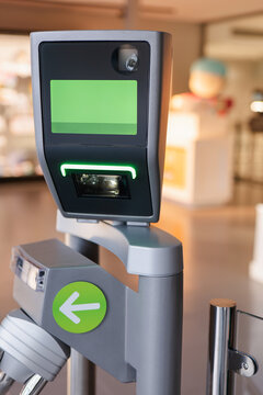 Modern ticket reading machine at museum