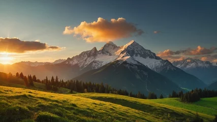 Photo sur Plexiglas Alpes sunrise over the mountains