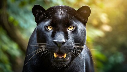 Fierce Gaze: Intense Angry Expression of a Black Panther"