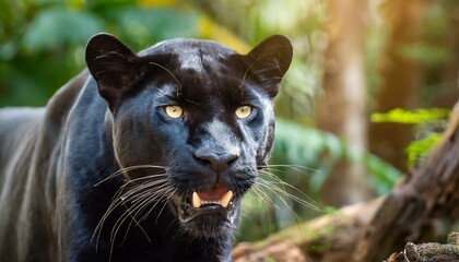 Naklejka na ściany i meble Fierce Gaze: Intense Angry Expression of a Black Panther