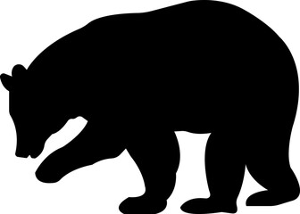 Various bear silhouettes flat icon isolated on the transparent background. Bear animal various poses and position black vector for zoo, wildlife, graphic, web and mobile app.