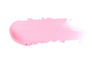 Pink stroke of the paint brush isolated on white background