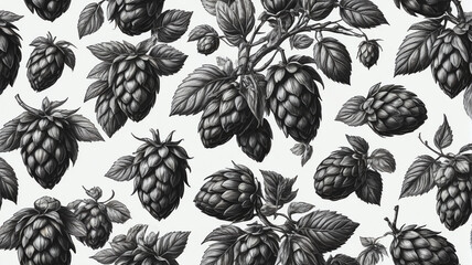 Hand-Drawn Hops Collection With Vintage Engraving Style