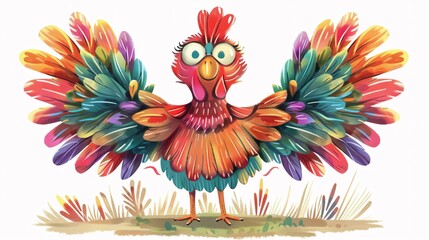 Colorful Rooster with Eyes and Eyelashes Generative AI