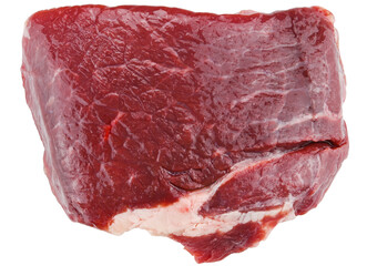 Raw beef steak, isolated on a transparent background. Top view.