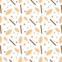 Indian drink vector. Indian chai pattern wallpaper. Chai is Indian drink. Chai tea ingredient pattern.