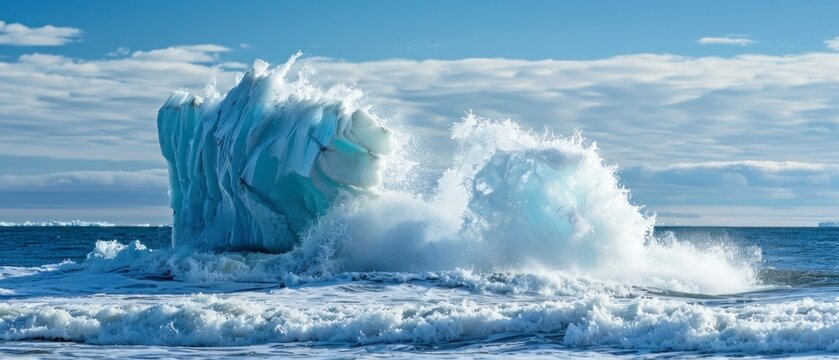 Iceberg Motion Freeze, Dynamic Shore Breaking, High-Speed Photography.