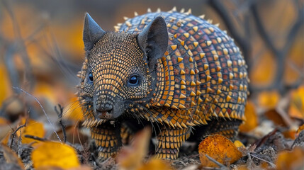 Naklejka na ściany i meble wildlife photography, authentic photo of a armadillo in natural habitat, taken with telephoto lenses, for relaxing animal wallpaper and more