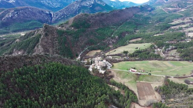 Drone view of the village of Collongues in the Chanan valley