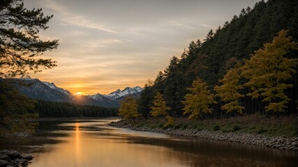 Fototapeta premium Sunset in the mountains