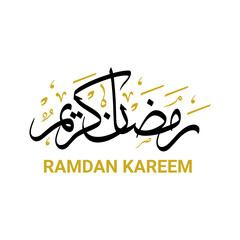 Ramadan Kareem Islamic Arabic text Calligraphy logo style, Ramazan Kareem black and gold isolated...