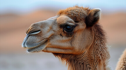 Obraz premium wildlife photography, authentic photo of a camel in natural habitat, taken with telephoto lenses, for relaxing animal wallpaper and more