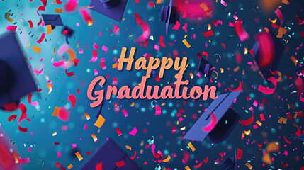Happy Graduation, Feature confetti patterns for a festive and dynamic backdrop
