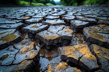 Crack in the Ground With Mud