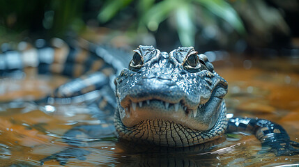 Fototapeta premium wildlife photography, authentic photo of a crocodile in natural habitat, taken with telephoto lenses, for relaxing animal wallpaper and more