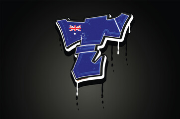 Australia T Hand Lettering Graffiti alphabet Vector template 