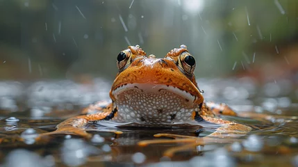 Foto op Canvas wildlife photography, authentic photo of a frog in natural habitat, taken with telephoto lenses, for relaxing animal wallpaper and more © elementalicious