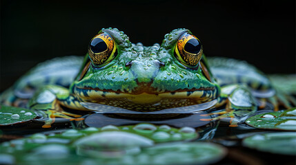 wildlife photography, authentic photo of a frog in natural habitat, taken with telephoto lenses, for relaxing animal wallpaper and more