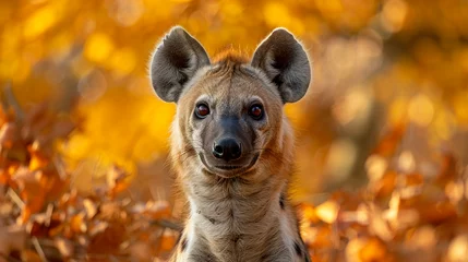 Gordijnen wildlife photography, authentic photo of a hyena in natural habitat, taken with telephoto lenses, for relaxing animal wallpaper and more © elementalicious