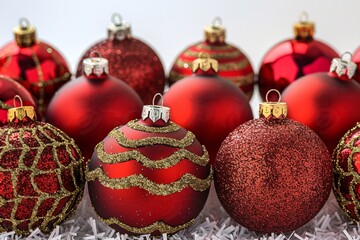 Group of Red and Gold Christmas Ornaments