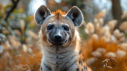 Papier Peint photo Lavable Hyène wildlife photography, authentic photo of a hyena in natural habitat, taken with telephoto lenses, for relaxing animal wallpaper and more