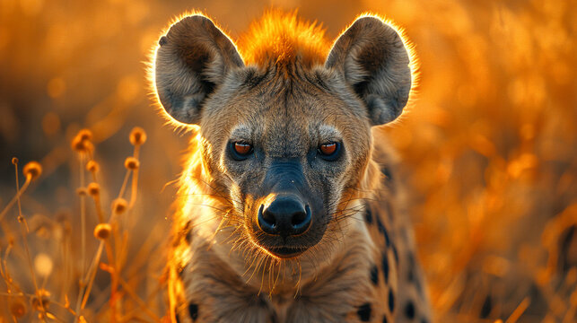 wildlife photography, authentic photo of a hyena in natural habitat, taken with telephoto lenses, for relaxing animal wallpaper and more