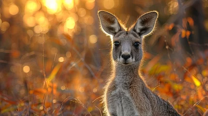Tuinposter wildlife photography, authentic photo of a kangaroo in natural habitat, taken with telephoto lenses, for relaxing animal wallpaper and more © elementalicious