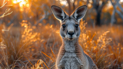 wildlife photography, authentic photo of a kangaroo in natural habitat, taken with telephoto...