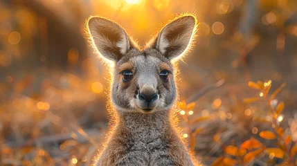 Muurstickers wildlife photography, authentic photo of a kangaroo in natural habitat, taken with telephoto lenses, for relaxing animal wallpaper and more © elementalicious