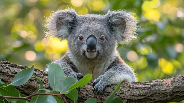 wildlife photography, authentic photo of a koala in natural habitat, taken with telephoto lenses, for relaxing animal wallpaper and more