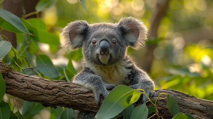 Fototapeta premium wildlife photography, authentic photo of a koala in natural habitat, taken with telephoto lenses, for relaxing animal wallpaper and more
