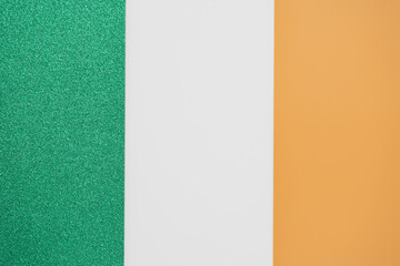 Irish flag made from color paper with glitter green